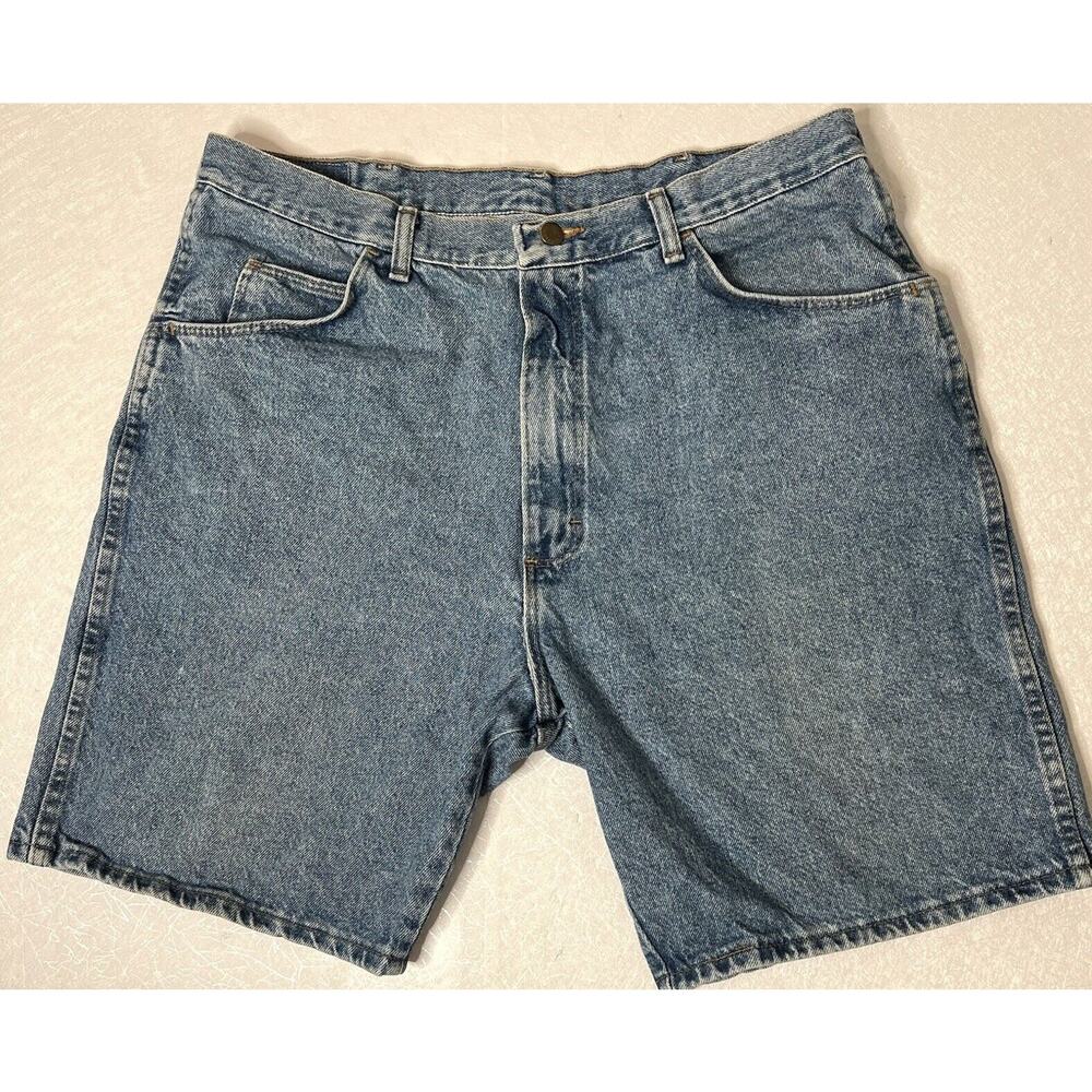 Vtg Wrangler Mens Shorts 38 Blue Denim Jean Work Workwear Inseam 9.5 Made In USA - Picture 4 of 10